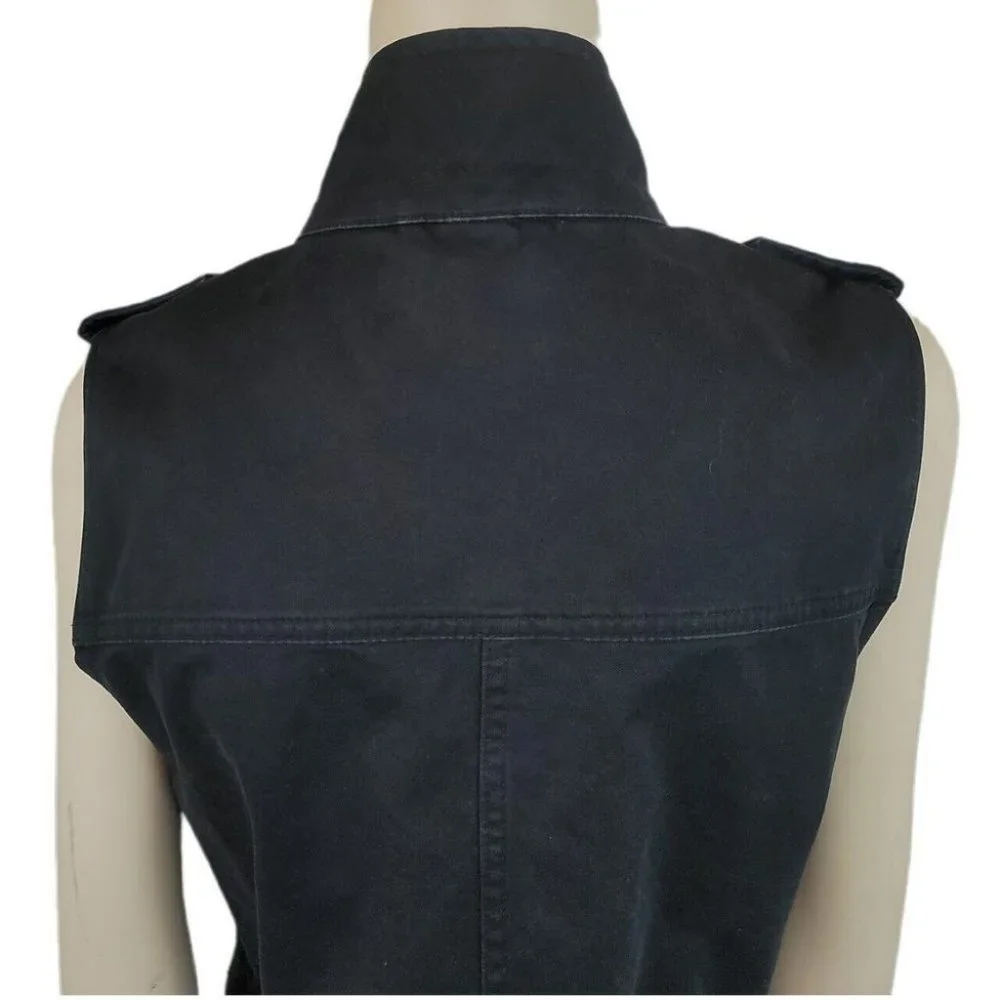Aritzia Talula Yerwood Utility Vest Flap Pockets Drawstring Waist Epaulet - Picture 8 of 12